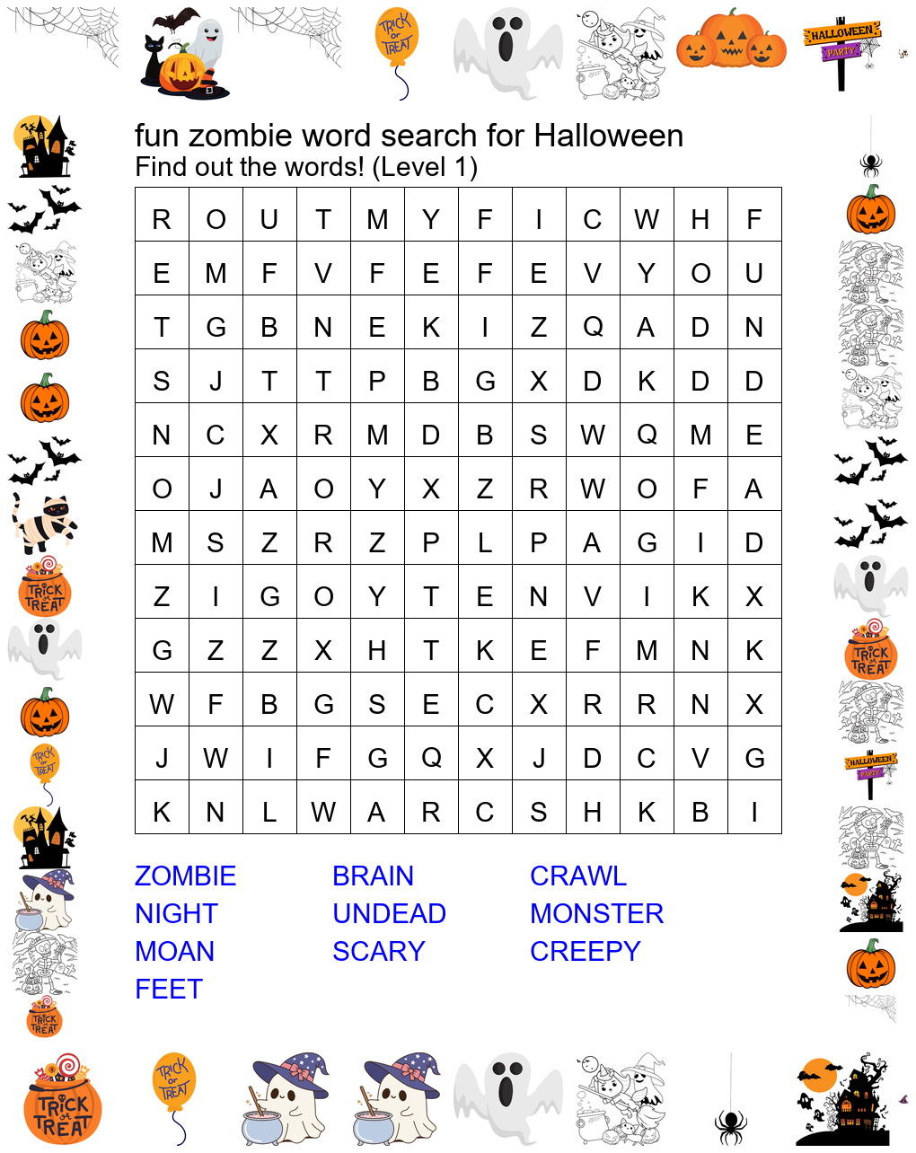 Zombie Word Search Preview
