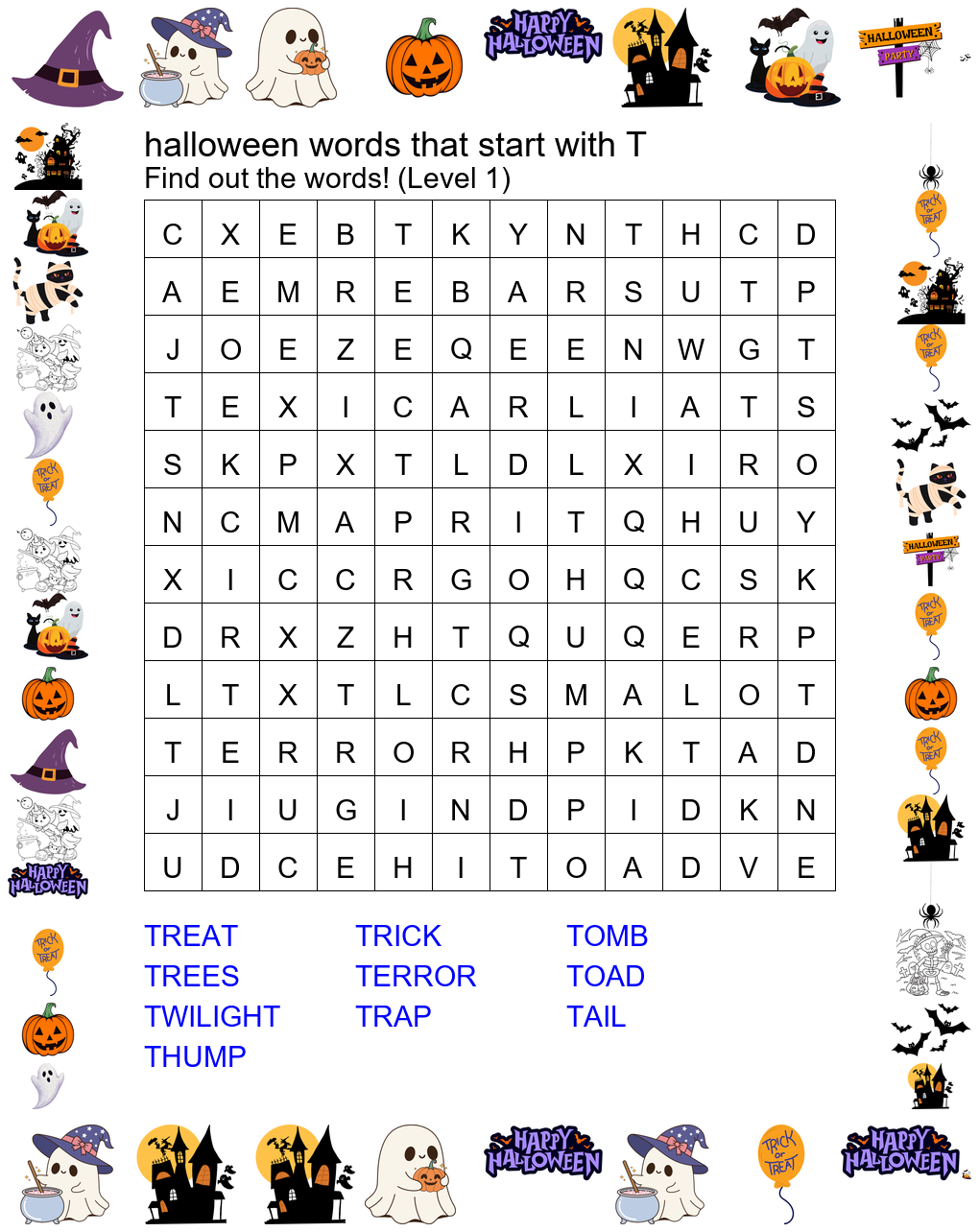 Halloween Word Search Preview