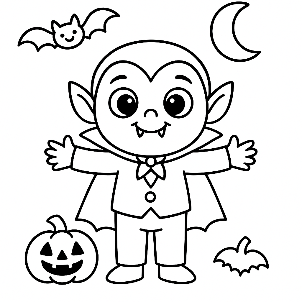 Vampire Coloring Page for Toddlers Preview