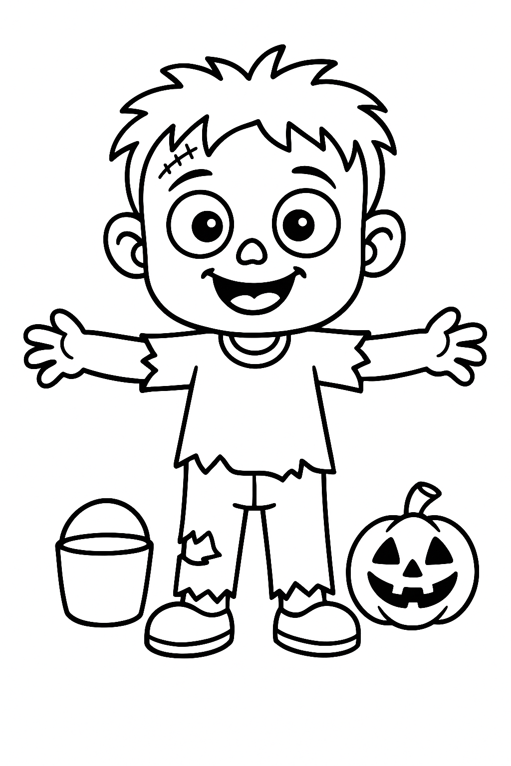 Zombie Coloring Page for Kids Preview