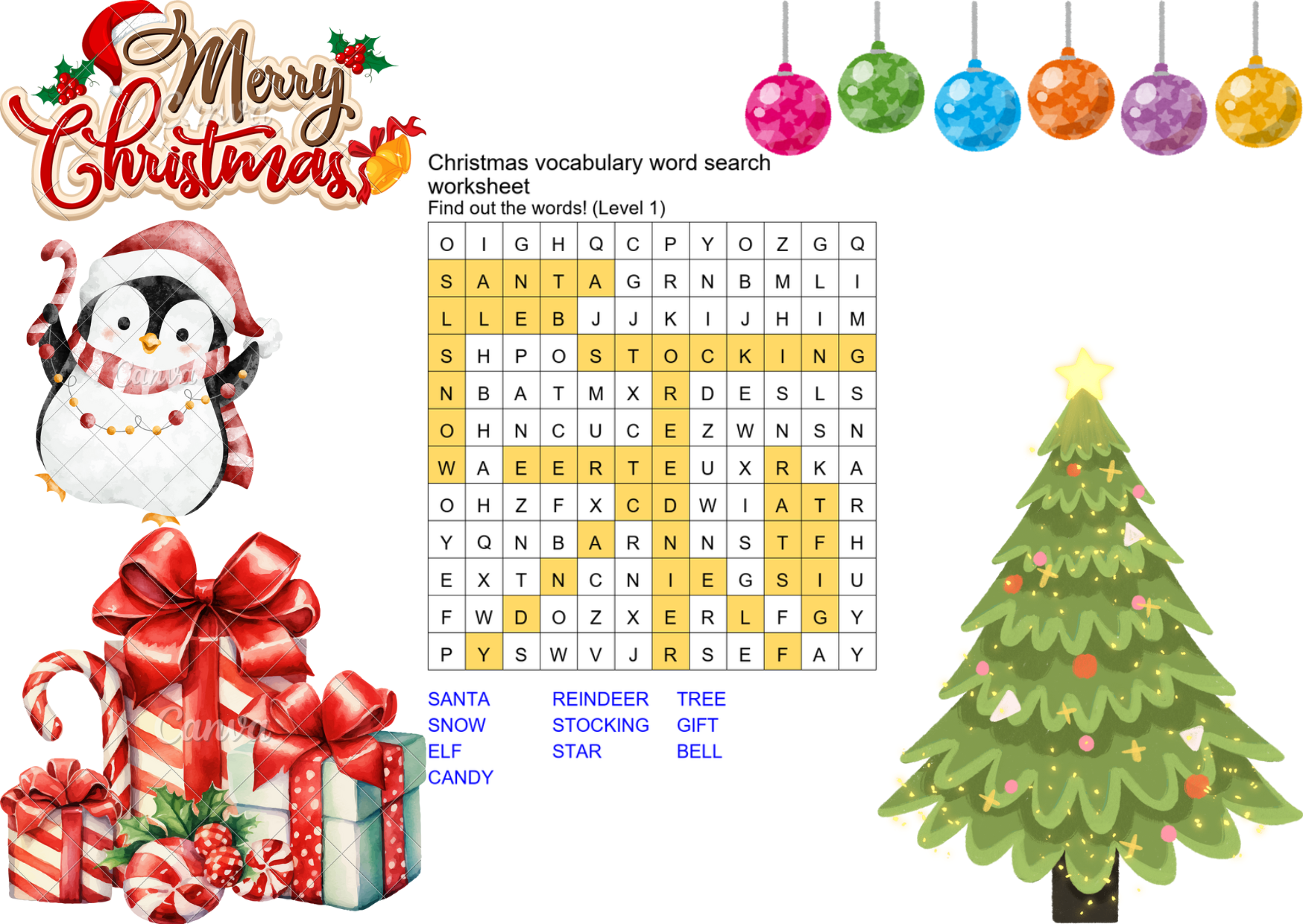 challenging christmas word search for older kids answer key