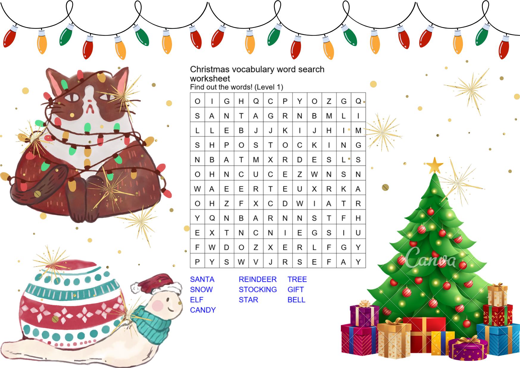 challenging christmas word search for older kids preview