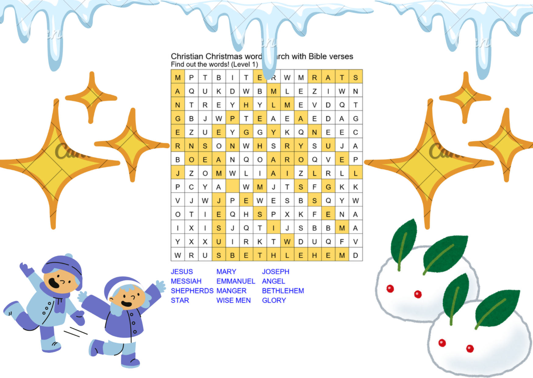 christian christmas word search with bible verses answer key
