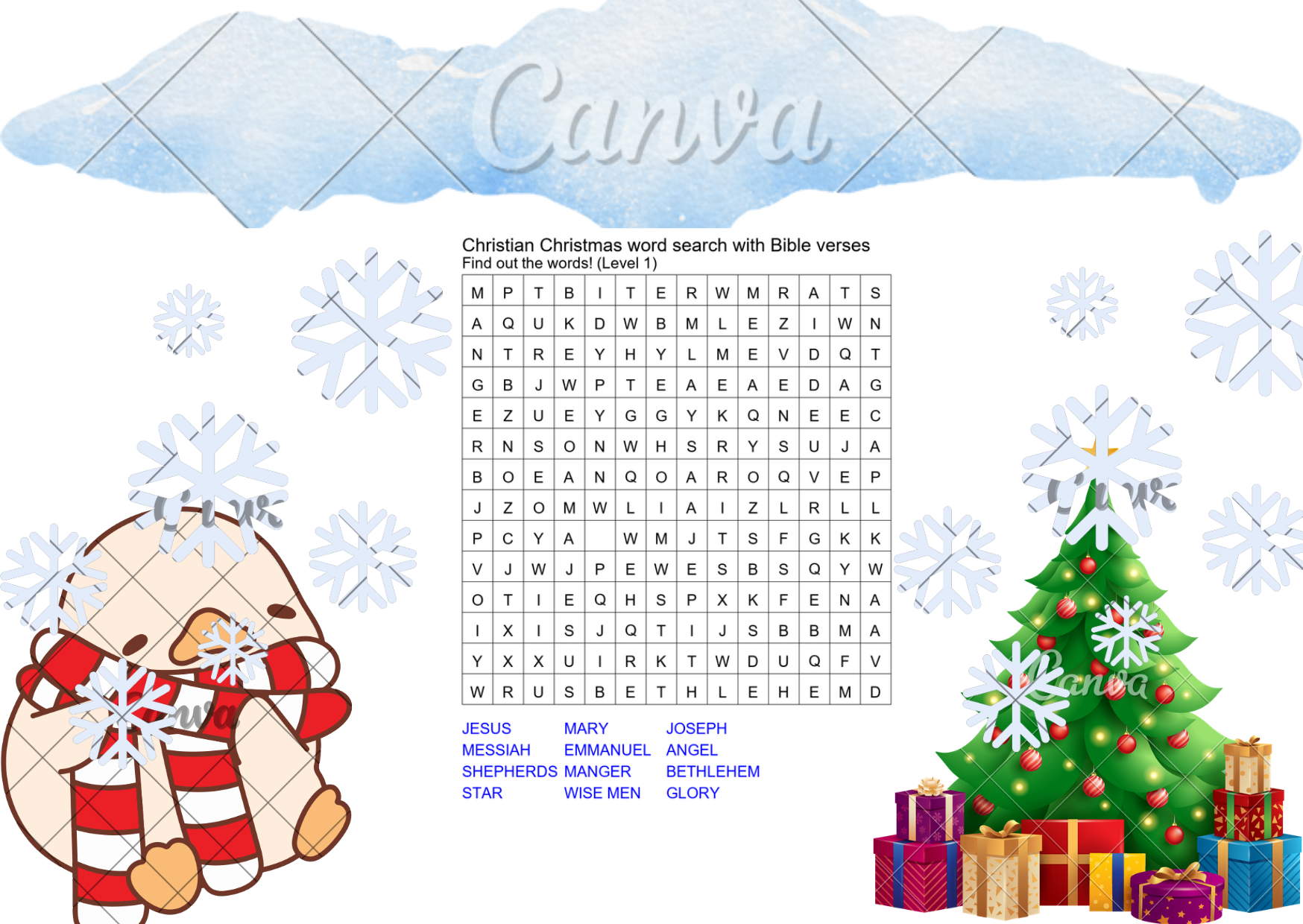 christian christmas word search with bible verses preview