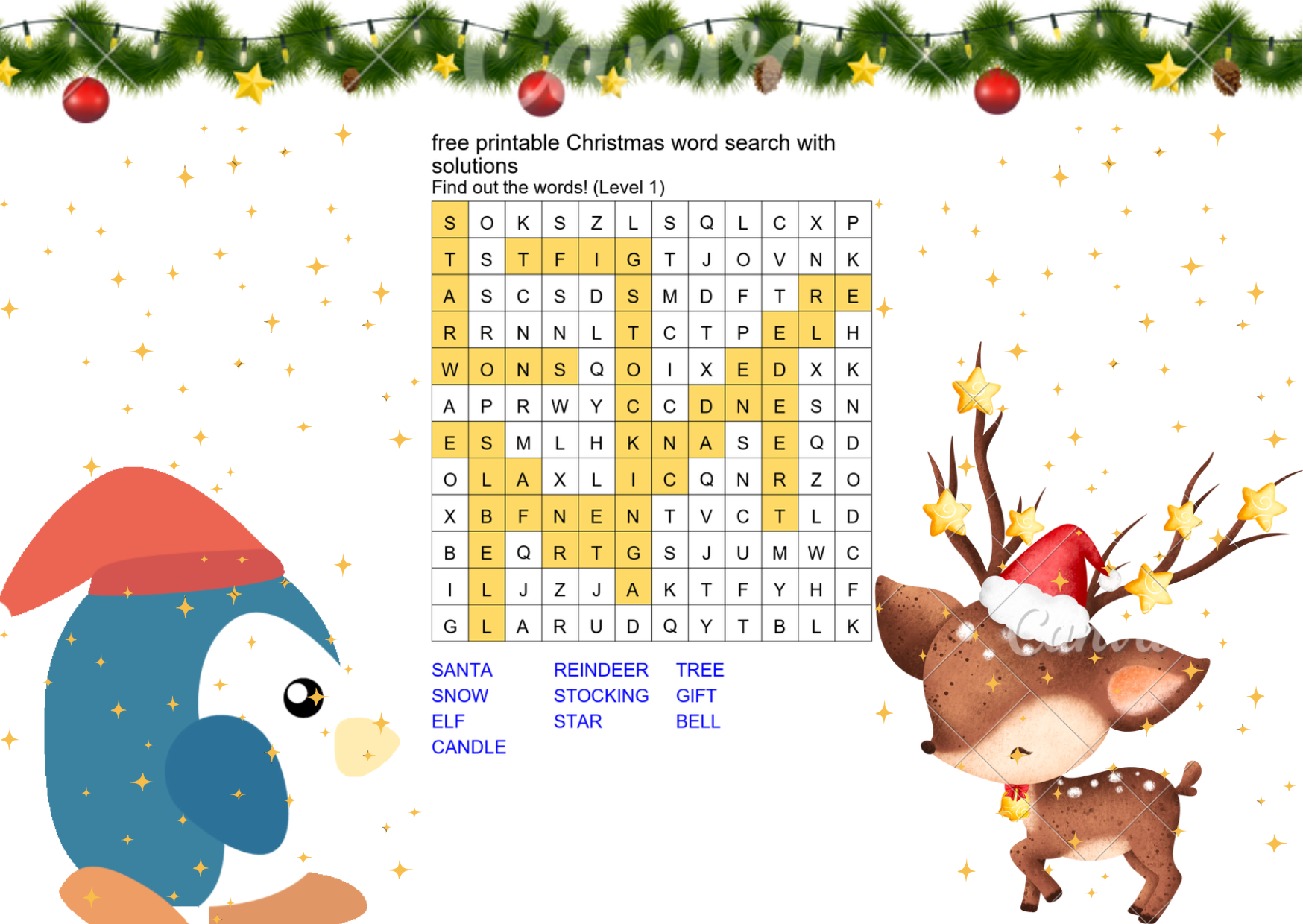 free printable christmas word search with solutions answer key
