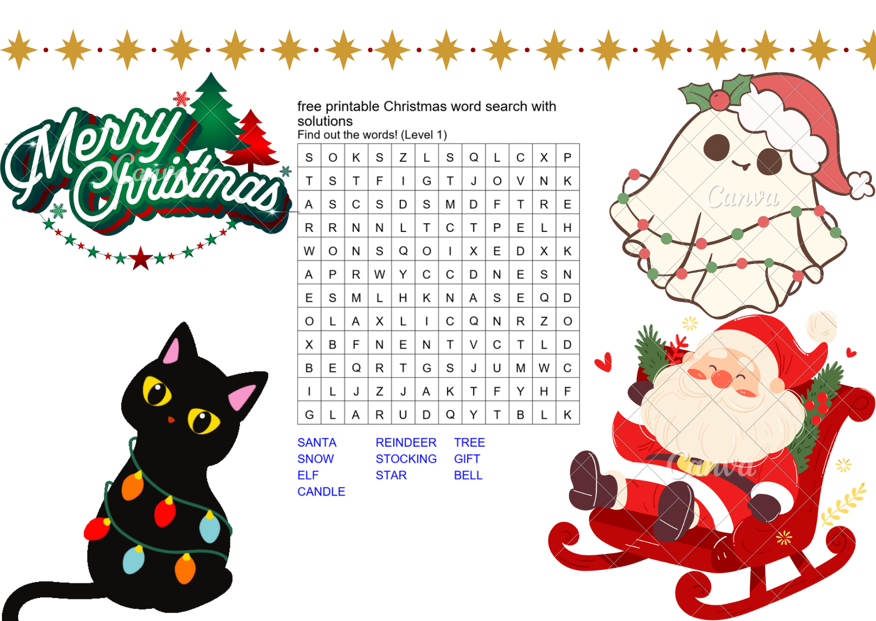 free printable christmas word search with solutions preview
