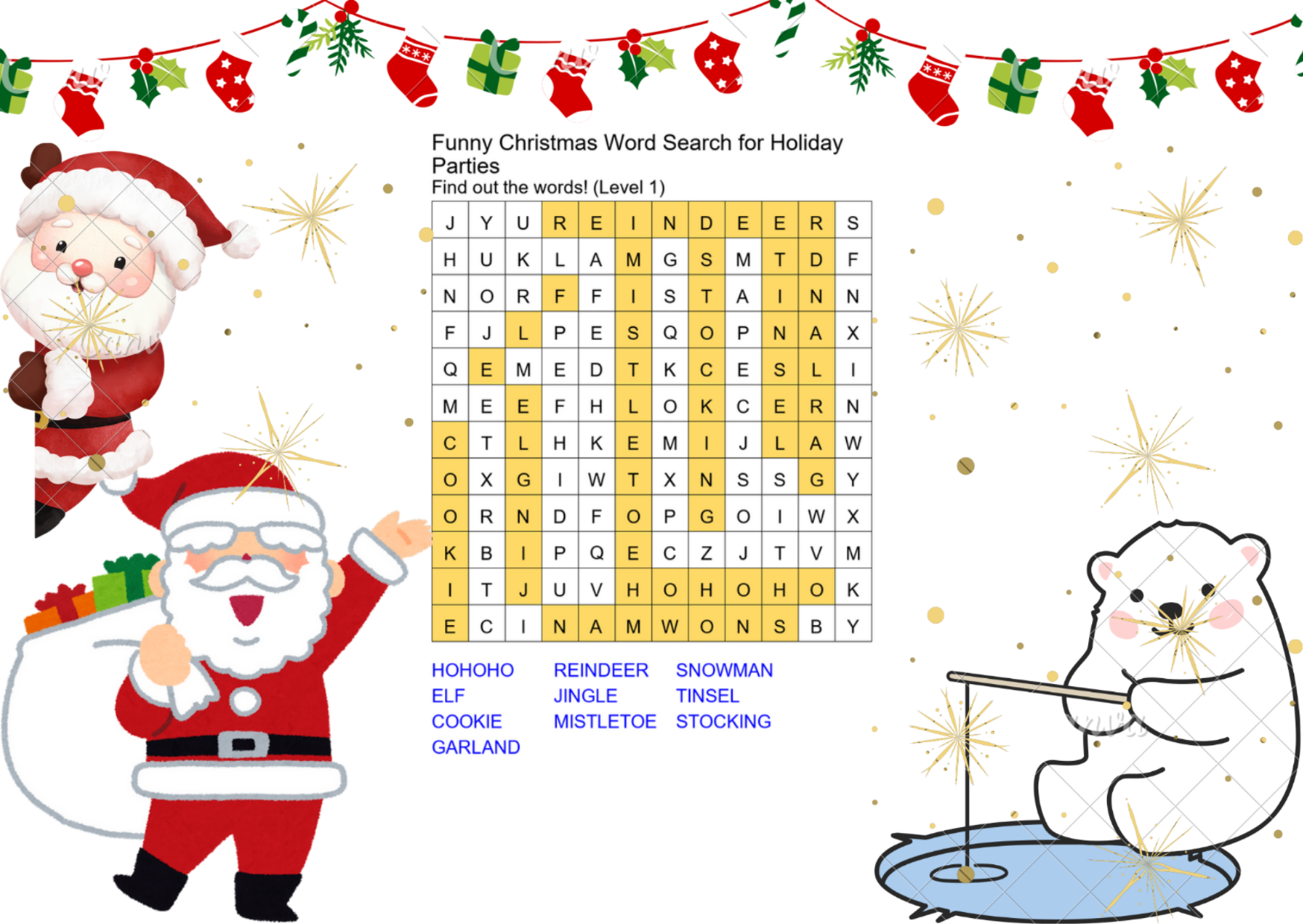 funny christmas word search for holiday parties answer key