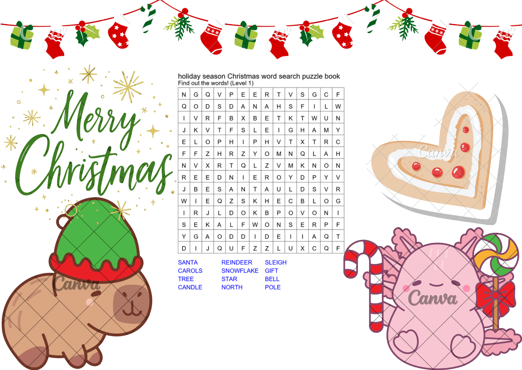 holiday season Christmas word search puzzle book preview