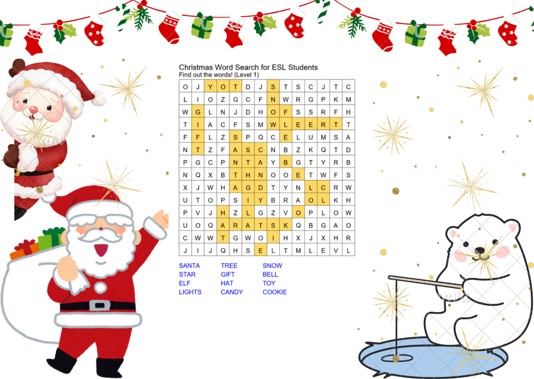 interactive online christmas word search game answer key