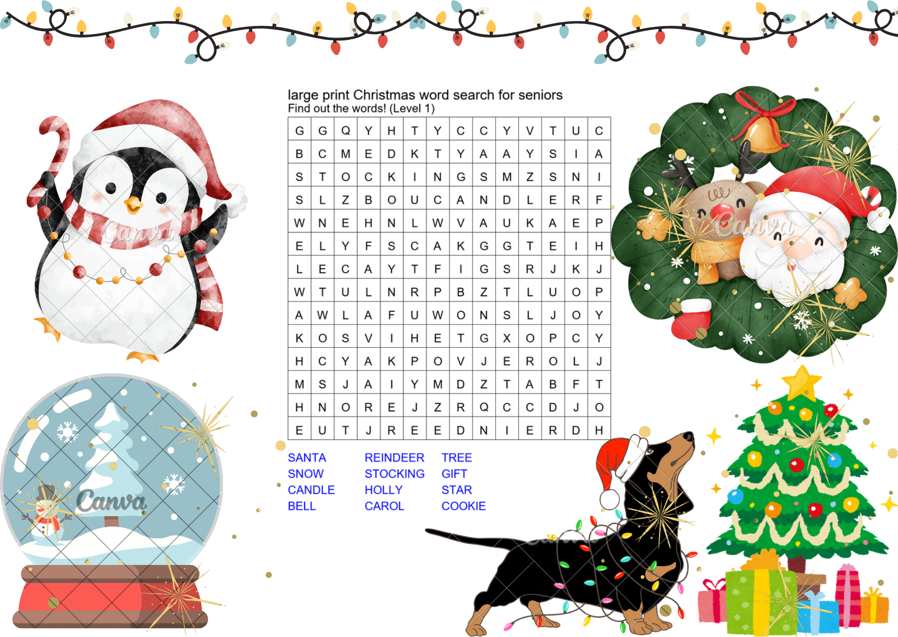 large print christmas word search for seniors preview