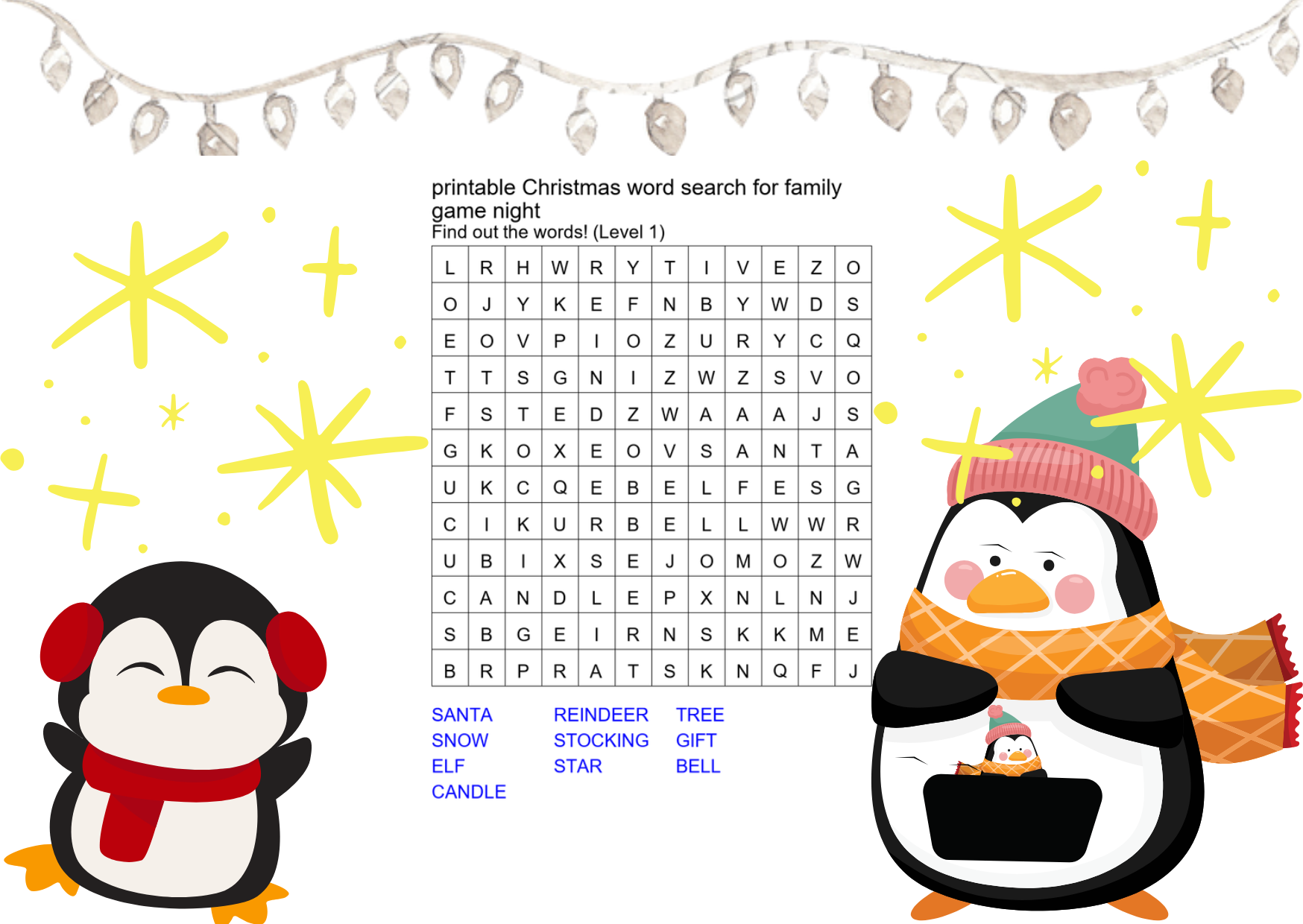 printable christmas word search for family game night preview
